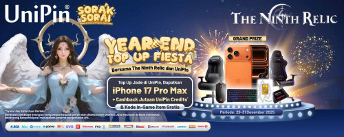 Year End Top Up Fiesta bareng The Ninth Relic dan UniPin, Kesempatan Menang iPhone 17 dan Hadiah Menarik Lainnya!
